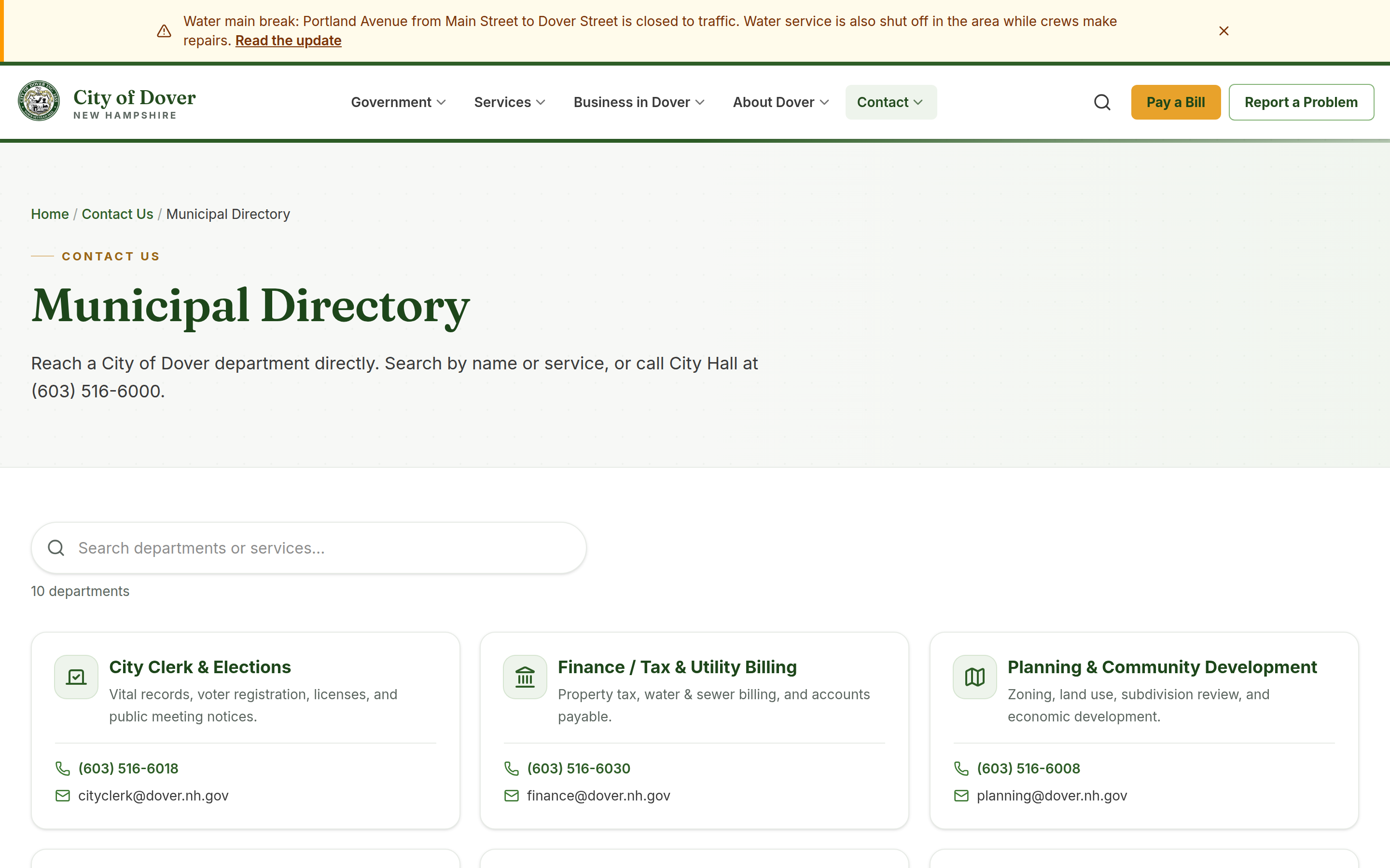 The searchable municipal directory.