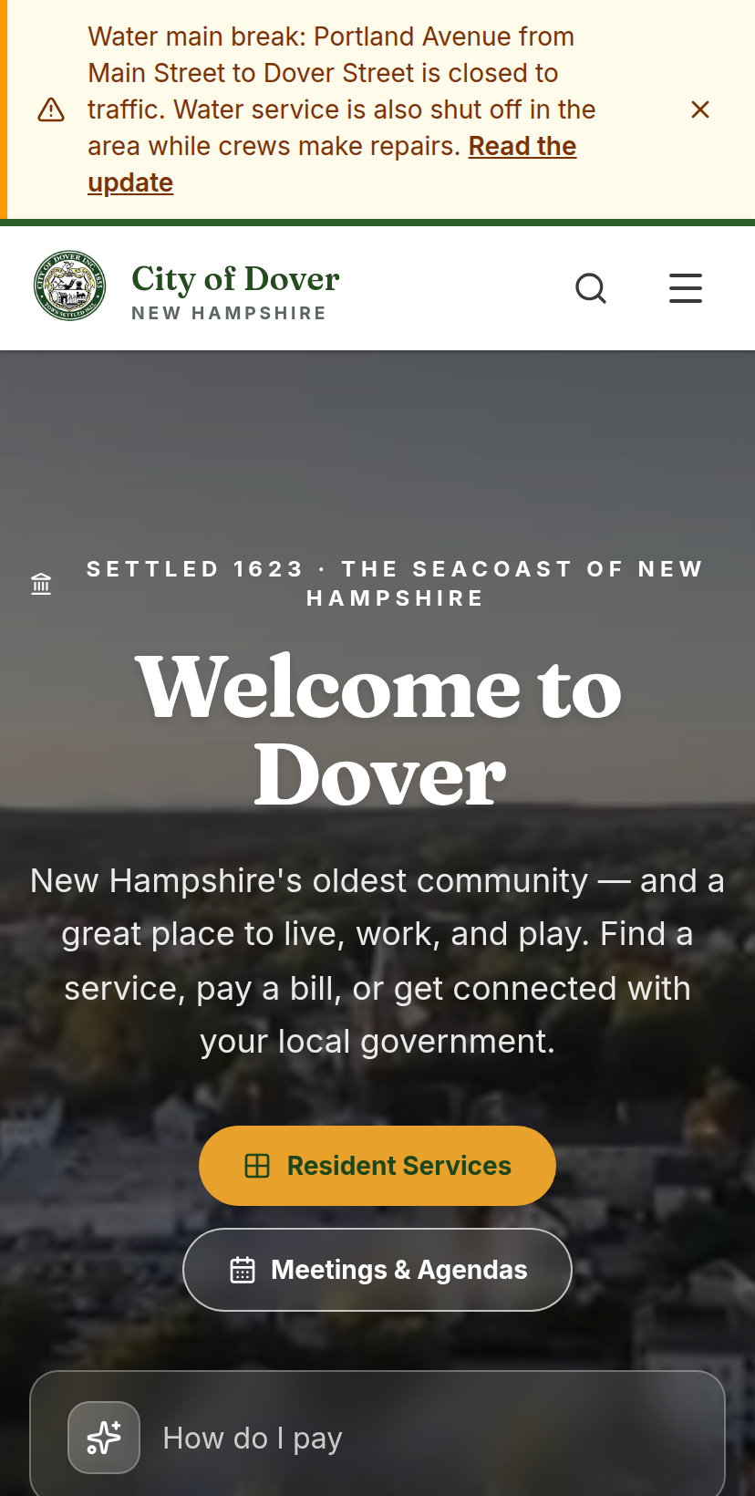 The same homepage on a phone.